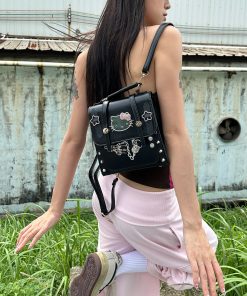 Y2K Gothic Mini Backpack - Casual Dark Double Shoulder Bag for Women, Trendy Niche Style
