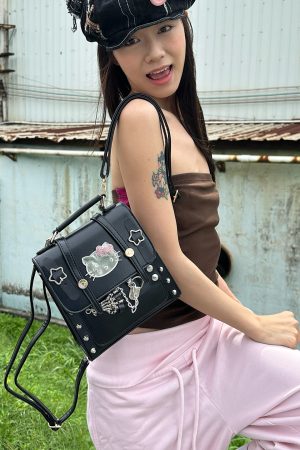 Y2K Gothic Mini Backpack - Casual Dark Double Shoulder Bag for Women, Trendy Niche Style