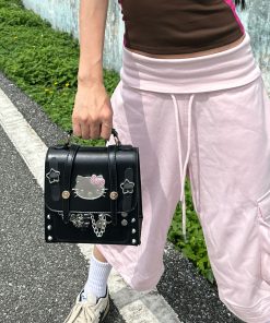 Y2K Gothic Mini Backpack - Casual Dark Double Shoulder Bag for Women, Trendy Niche Style