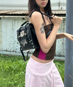 Y2K Gothic Mini Backpack - Casual Dark Double Shoulder Bag for Women, Trendy Niche Style