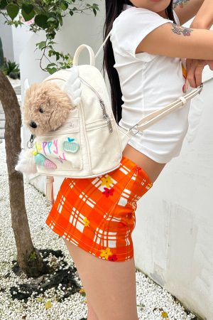 Y2K Hand-Painted Dog Backpack - Dual-Use Commuting Shoulder Bag for Girls, Small Stylish Backpack for Outings