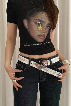 Y2K Heavy Industrial Punk Studded Waist Belt for Women, Wide Waistband for Jeans, High-End White Belt, Perfect for Matching Skirts