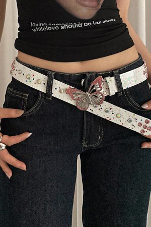 Y2K Heavy Industrial Punk Studded Waist Belt for Women, Wide Waistband for Jeans, High-End White Belt, Perfect for Matching Skirts