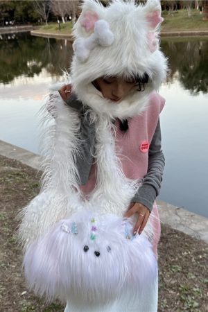 Y2K Inspired Warm Hat, Scarf, and Gloves Set for Autumn/Winter - Trendy Cozy Accessories for 2025 Fashion
