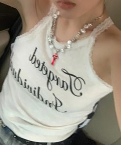 Y2K Irregular Pearl Choker Necklace for Women - Spicy Girl Cross Design Clavicle Chain Sweater Accessory