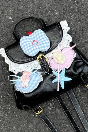 Y2K Lace Heart Mini Backpack - Cute Lolita Double Shoulder Bag for Street Style Girls