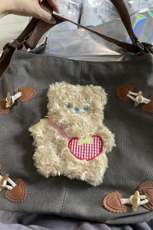 Y2K Large Capacity Canvas Tote Bag with Rabbit Design - Versatile Commuter Shoulder Backpack for Everyday Use