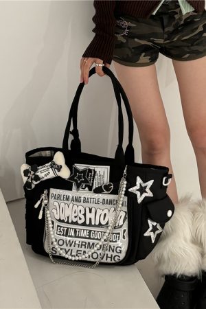 Y2K Large Capacity Commuter Tote Bag - Dark Aesthetic Shoulder Bag for Students and Niche Fashion Lovers