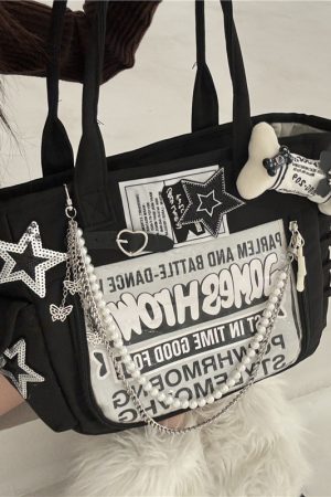 Y2K Large Capacity Commuter Tote Bag - Dark Aesthetic Shoulder Bag for Students and Niche Fashion Lovers