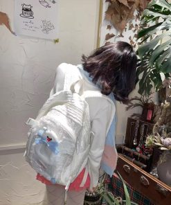 Y2K Little Bear Bone Lace Backpack for Girls - Large Capacity School Bag - Trendy Commuting Book Bag for Winter