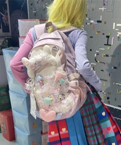 Y2K Lolita Backpack - Light Spring Bone Commuter Book Bag for Girls - Stylish Laptop Backpack