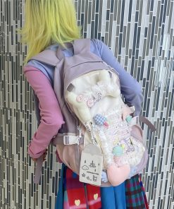 Y2K Lolita Backpack - Light Spring Bone Commuter Book Bag for Girls - Stylish Laptop Backpack