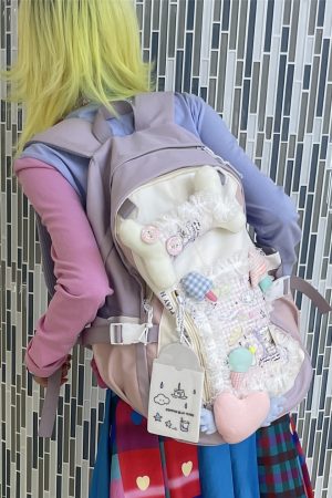 Y2K Lolita Backpack - Light Spring Bone Commuter Book Bag for Girls - Stylish Laptop Backpack