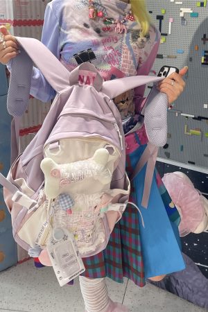 Y2K Lolita Backpack - Light Spring Bone Commuter Book Bag for Girls - Stylish Laptop Backpack