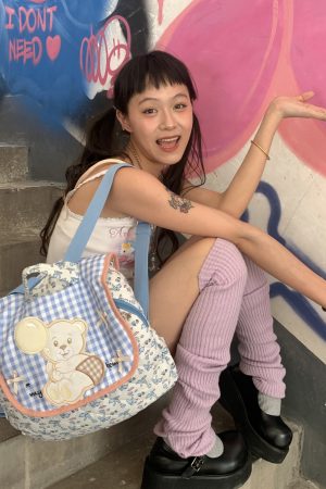 Y2K Macaron Color Bear Backpack for Women - Small Designer Backpack for Middle School Students