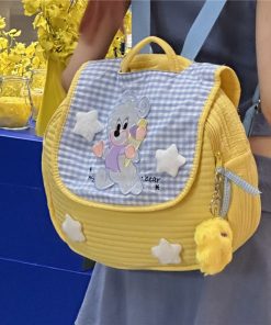 Y2K Macaron Color Bear Backpack for Women - Small Designer Backpack for Middle School Students