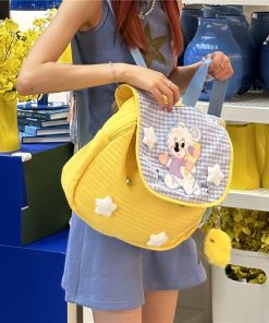 Y2K Macaron Color Bear Backpack for Women - Small Designer Backpack for Middle School Students