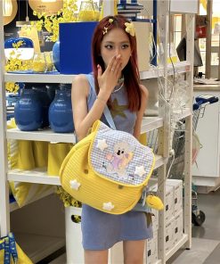 Y2K Macaron Color Bear Backpack for Women - Small Designer Backpack for Middle School Students