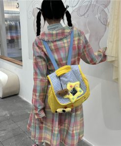 Y2K Macaron Plush Star Backpack, Niche Design Commuter Bookbag for Women, Trendy Student Bag, Cute Fashion Accessory