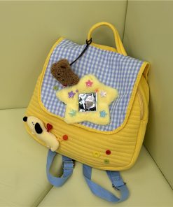 Y2K Macaron Plush Star Backpack, Niche Design Commuter Bookbag for Women, Trendy Student Bag, Cute Fashion Accessory