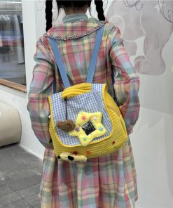 Y2K Macaron Plush Star Backpack, Niche Design Commuter Bookbag for Women, Trendy Student Bag, Cute Fashion Accessory