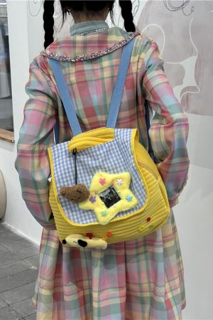 Y2K Macaron Plush Star Backpack, Niche Design Commuter Bookbag for Women, Trendy Student Bag, Cute Fashion Accessory