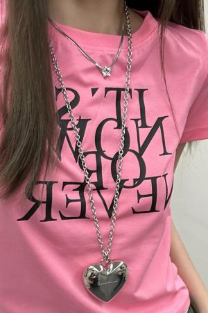 Y2K Metal Heart Necklace for Spicy Girls, Clavicle Sweater Chain & Star Girl Waist Chain Accessory, Niche Design Fashion Jewelry