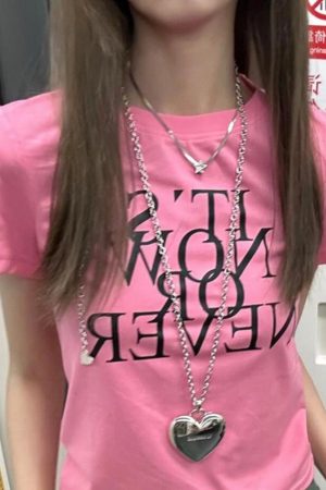 Y2K Metal Heart Necklace for Spicy Girls, Clavicle Sweater Chain & Star Girl Waist Chain Accessory, Niche Design Fashion Jewelry