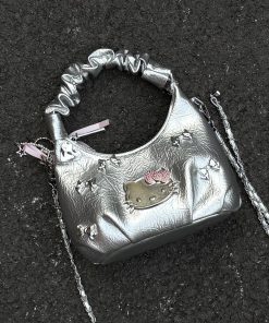 Y2K Millennial Girl Sunlight New Moon Crossbody Bag with Bow - Niche Design Small Backpack for Summer Commuting