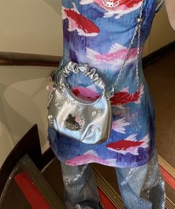 Y2K Millennial Girl Sunlight New Moon Crossbody Bag with Bow - Niche Design Small Backpack for Summer Commuting