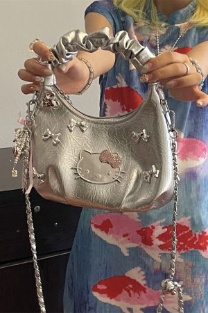 Y2K Millennial Girl Sunlight New Moon Crossbody Bag with Bow - Niche Design Small Backpack for Summer Commuting