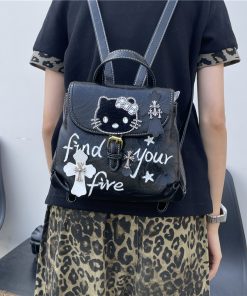 Y2K Mini Backpack - Hello Kitty Double Shoulder Bag for Casual Street Style