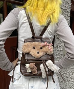 Y2K Mini Backpack for Cute Dog Lovers - Stylish Double Shoulder Bag, Small Melard Design, Ideal for Everyday Use