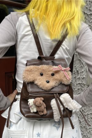 Y2K Mini Backpack for Cute Dog Lovers - Stylish Double Shoulder Bag, Small Melard Design, Ideal for Everyday Use