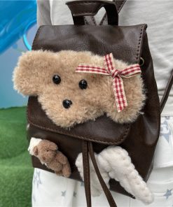 Y2K Mini Backpack for Cute Dog Lovers - Stylish Double Shoulder Bag, Small Melard Design, Ideal for Everyday Use