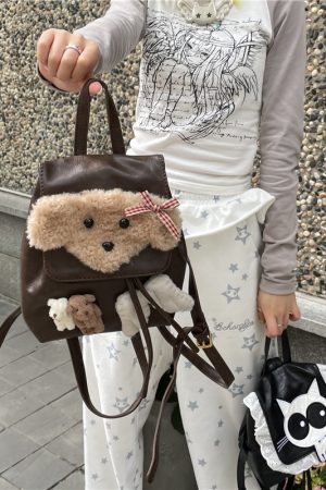 Y2K Mini Backpack for Cute Dog Lovers - Stylish Double Shoulder Bag, Small Melard Design, Ideal for Everyday Use