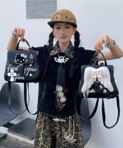 Y2K Mini Backpack with Wings - Cute Street Style, Versatile Small Backpack for Commuting and Everyday Use