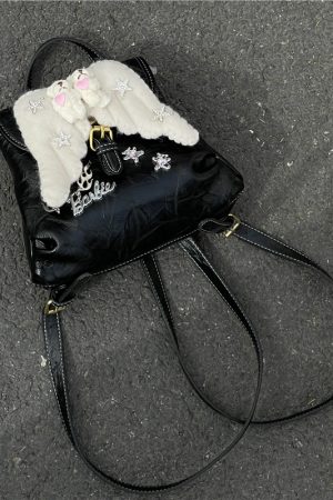 Y2K Mini Backpack with Wings - Cute Street Style, Versatile Small Backpack for Commuting and Everyday Use