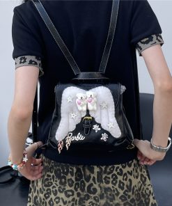 Y2K Mini Backpack with Wings - Cute Street Style, Versatile Small Backpack for Commuting and Everyday Use