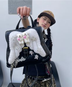 Y2K Mini Backpack with Wings - Cute Street Style, Versatile Small Backpack for Commuting and Everyday Use