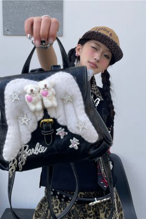 Y2K Mini Backpack with Wings - Cute Street Style, Versatile Small Backpack for Commuting and Everyday Use