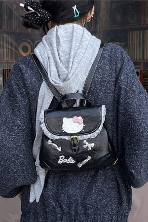 Y2K Mini Casual Backpack with KT Cat Design for Streetwear - Trendy Sunlight-Inspired Accessory