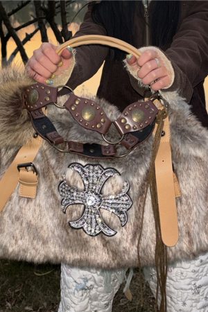 Y2K Mink Fur Shoulder Bag for Women - Autumn Winter Crossbody Tote, Hot Girl Niche Style, Commuter Fashion Accessory