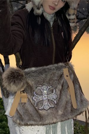 Y2K Mink Fur Shoulder Bag for Women - Autumn Winter Crossbody Tote, Hot Girl Niche Style, Commuter Fashion Accessory