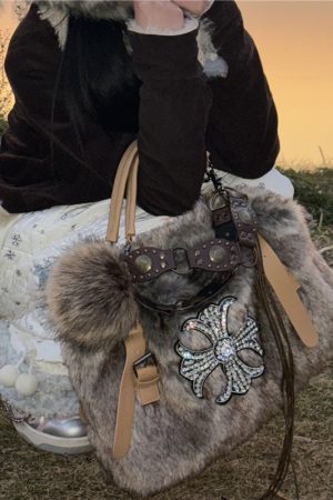 Y2K Mink Fur Shoulder Bag for Women - Autumn Winter Crossbody Tote, Hot Girl Niche Style, Commuter Fashion Accessory