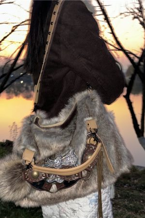 Y2K Mink Fur Shoulder Bag for Women - Autumn Winter Crossbody Tote, Hot Girl Niche Style, Commuter Fashion Accessory