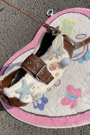 Y2K Plush Crescent Crossbody Bag for Autumn & Winter, Ocean Planet Inspired Underarm Shoulder Bag, Niche Designer Style