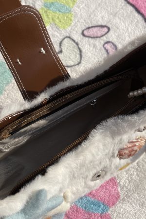 Y2K Plush Crescent Crossbody Bag for Autumn & Winter, Ocean Planet Inspired Underarm Shoulder Bag, Niche Designer Style