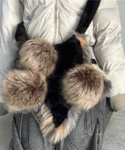 Y2K Plush Crossbody Bag for Women - Fluffy Five-Pointed Star Design, Cute Dog Print, Autumn Winter Casual Commuting Style