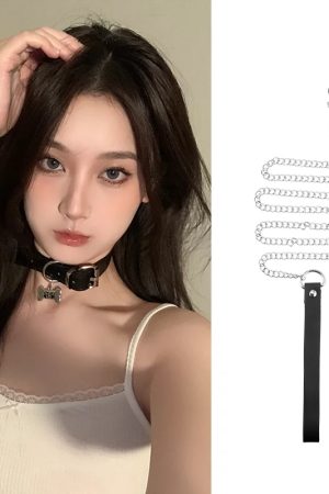Y2K Punk Leather Choker Necklace for Women - Versatile Bell Chain Rope Accessory for a Cool, Edgy Look